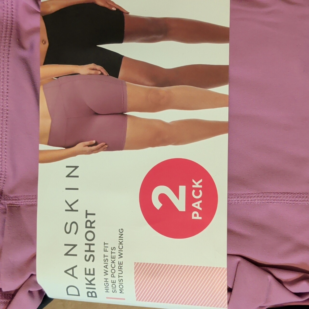 New‎ Danskin Women's Cross Waist Bike Short, 2-pack black pink
